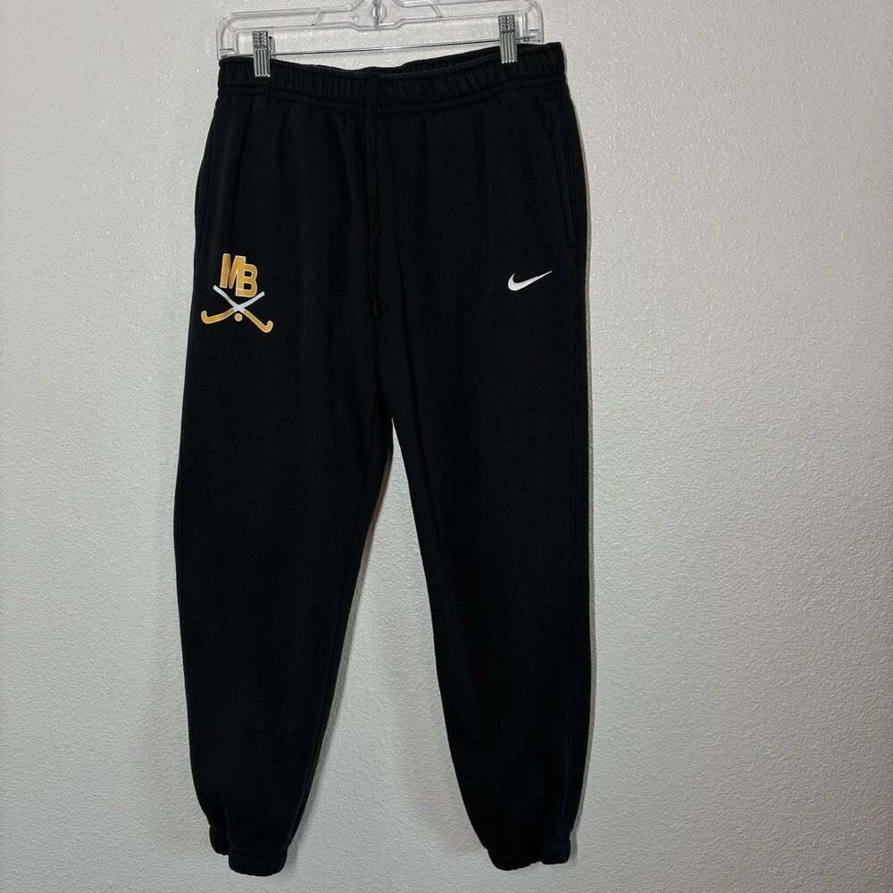 Nike Sweatpants Mens Medium Black Fleece Joggers MB Hockey Logo CJ1790-010